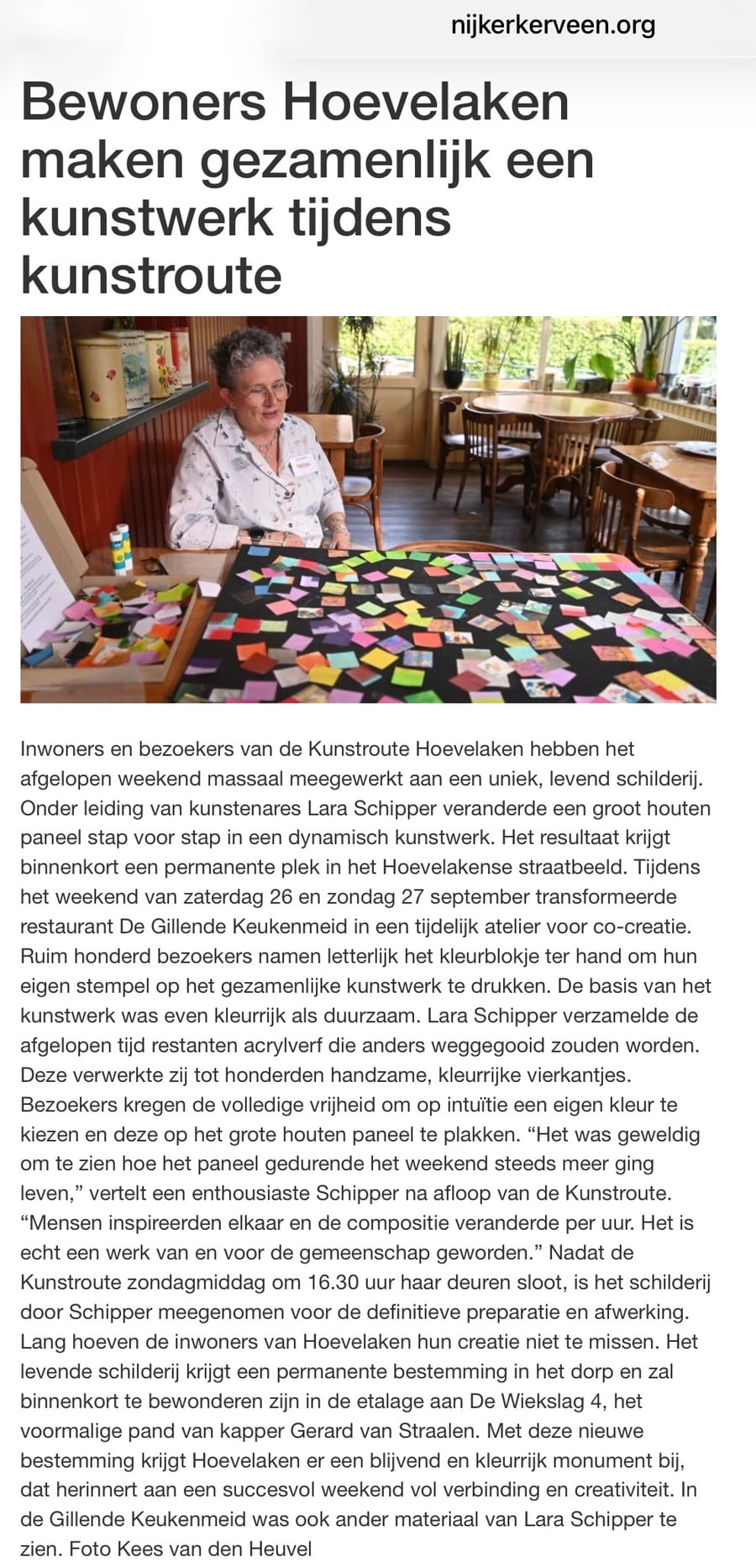nijkerkerveen.org, bewoners maken gezamelijk een kunstwerk tijdens Kunstroute. 27 september 2026.